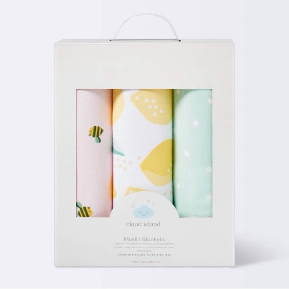 Cloud Island Pastel Muslin Blanket Trio